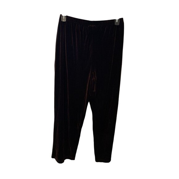 New Coldwater Creek Womens Size Large Velvet Pull On Pants Comfort Lounge Brown - Picture 5 of 5